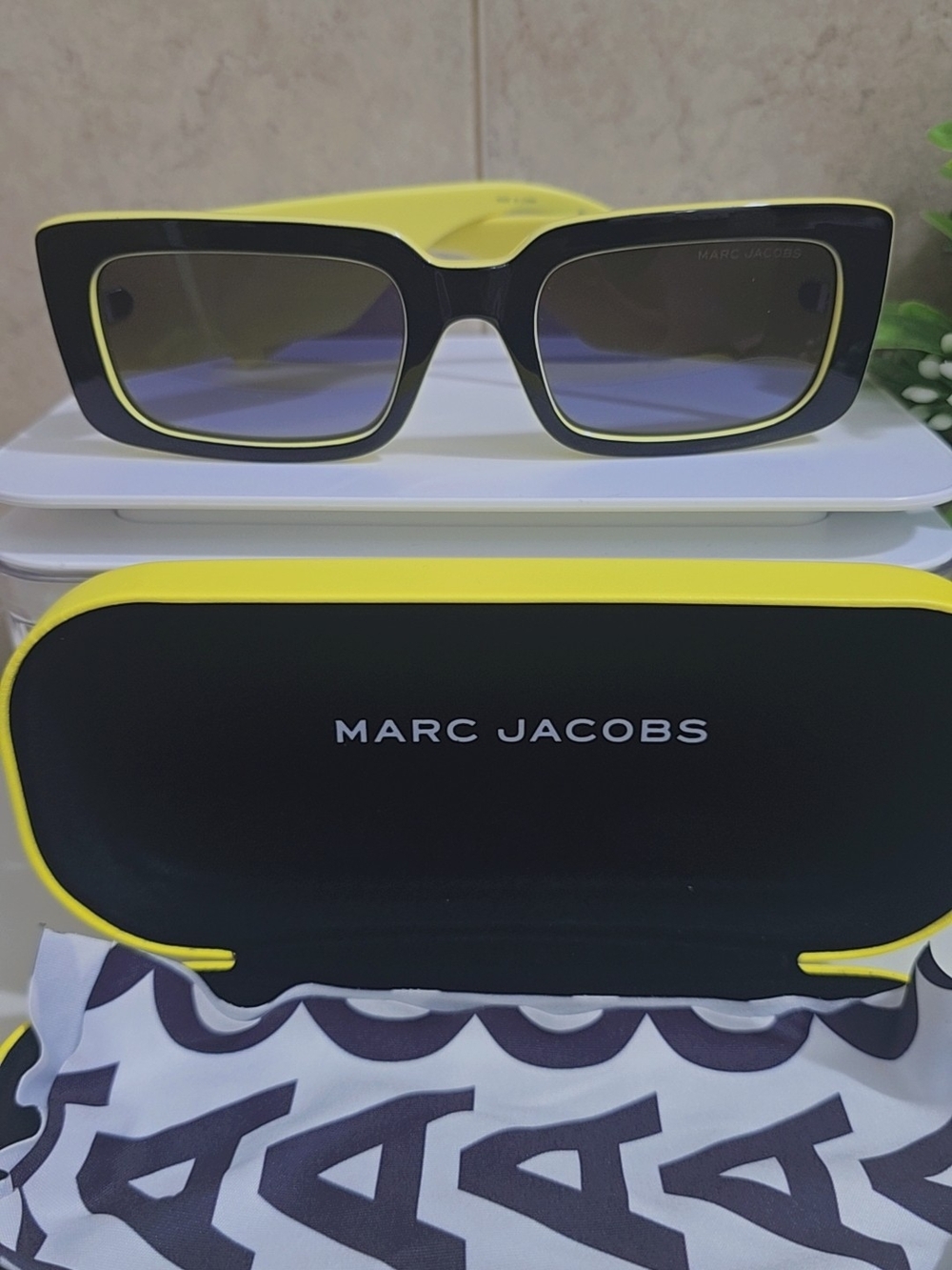 Marc Jacobs Black & Yellow Square Frame Sunglasses